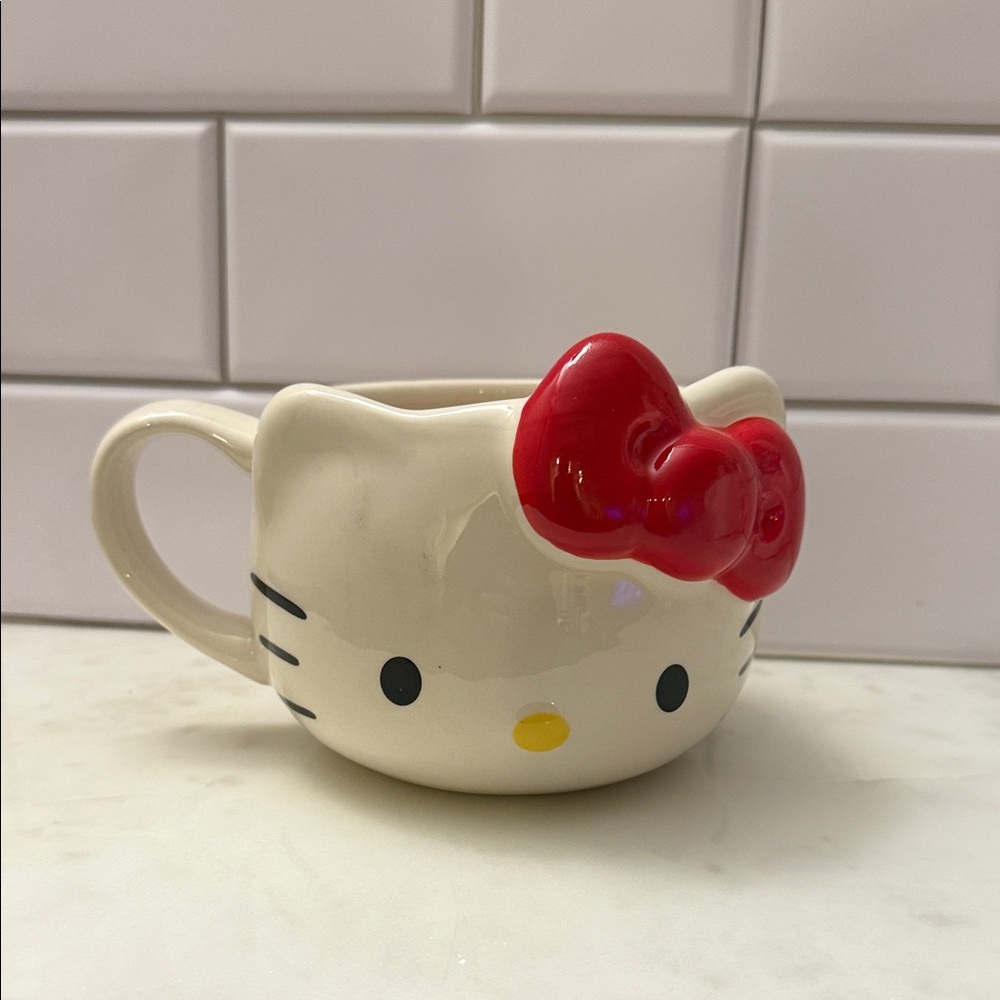 Hello Kitty Cream Ceramic Mug with Red Bow